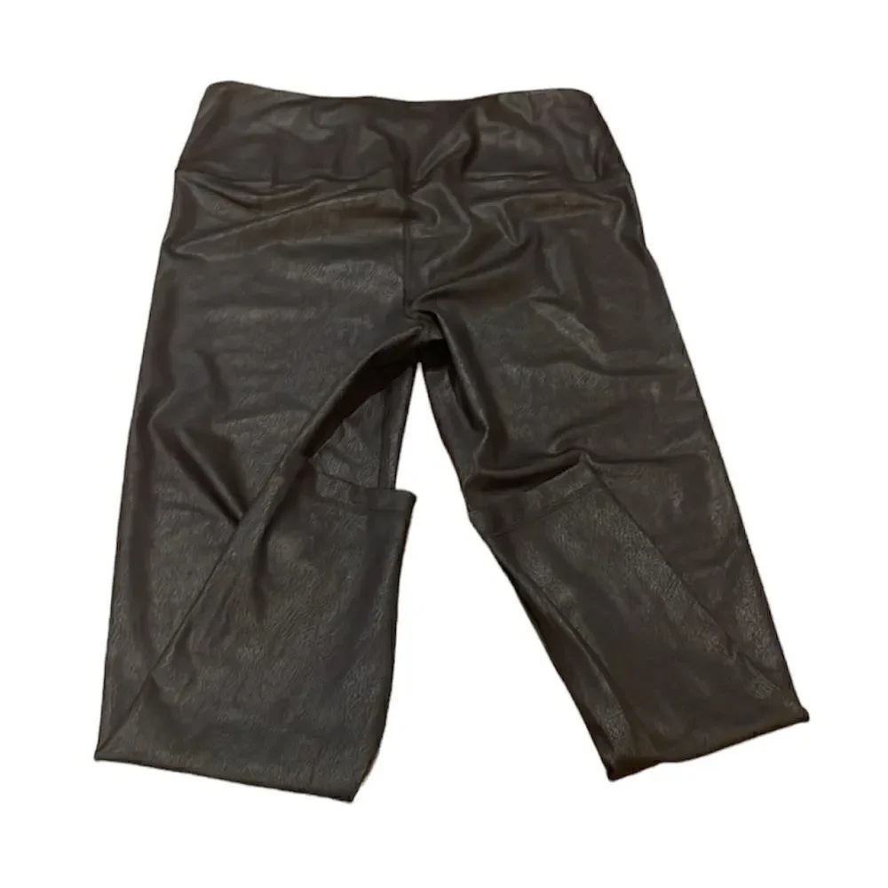 90 Degrees by Reflex NWT LUX CRACKED FAUX LEATHER HIGH WAIST LEGGING Black XL